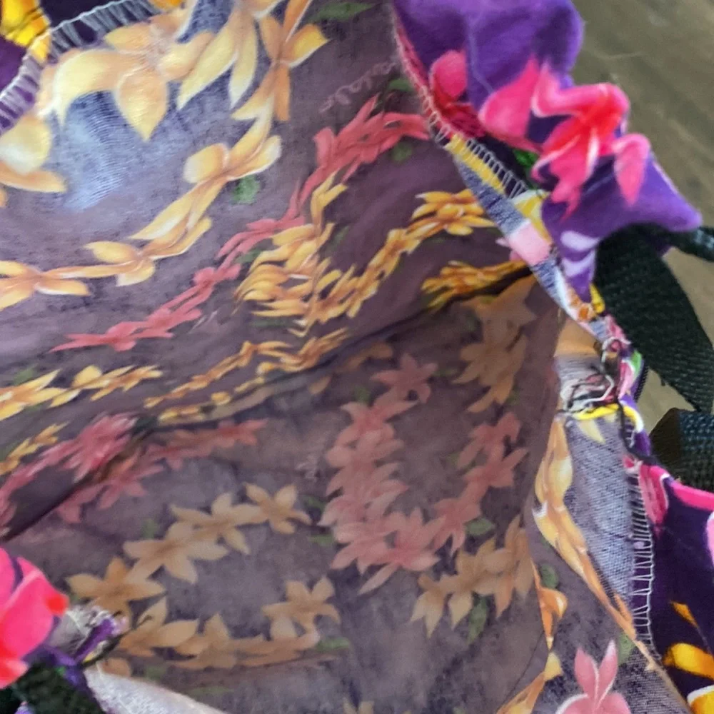 Hawaii String backpack Cinch backpack Purple Floral EUC